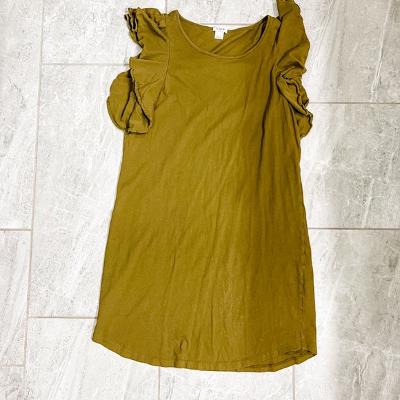 J. Crew Green Sleeveless Ruffle Tshirt Dress Size Small - Picture 3 of 7